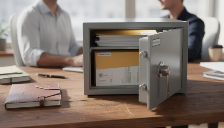 protégez vos papiers importants grâce à un coffre ignifuge spécialement conçu pour sécuriser vos documents essentiels contre le feu et les dommages.