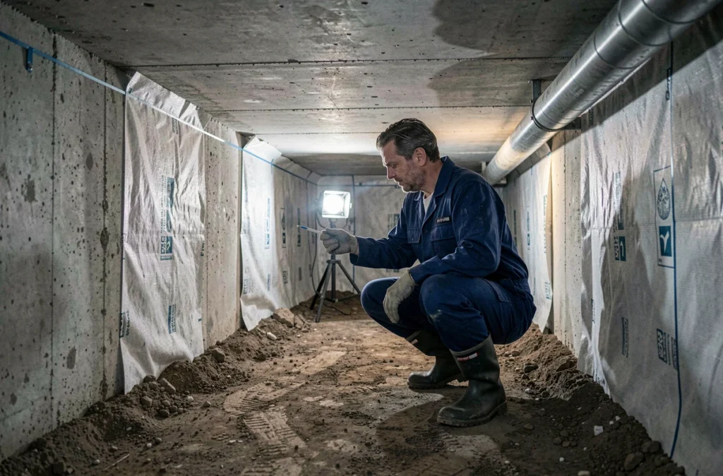 Spécialiste isolant les parois d'un vide sanitaire sous une maison pour Assèchement Assainissement Travaux Publics